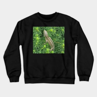 gray lizard on a green tree Crewneck Sweatshirt